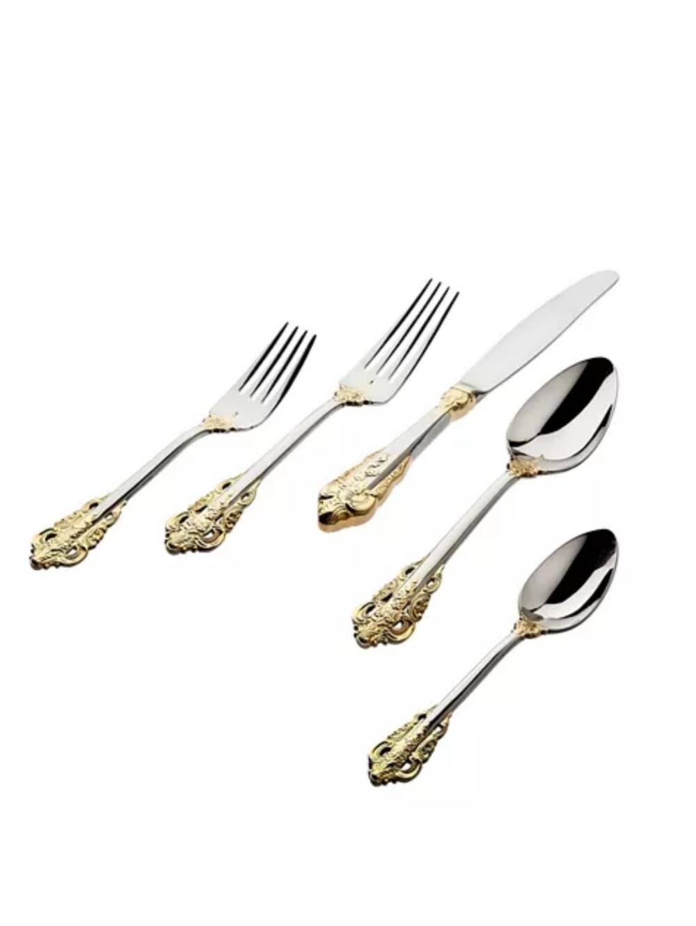NEW Godinger 20th Century Baroque 18/10 Stainless Steel 20-Pc Flatware Set GOLD